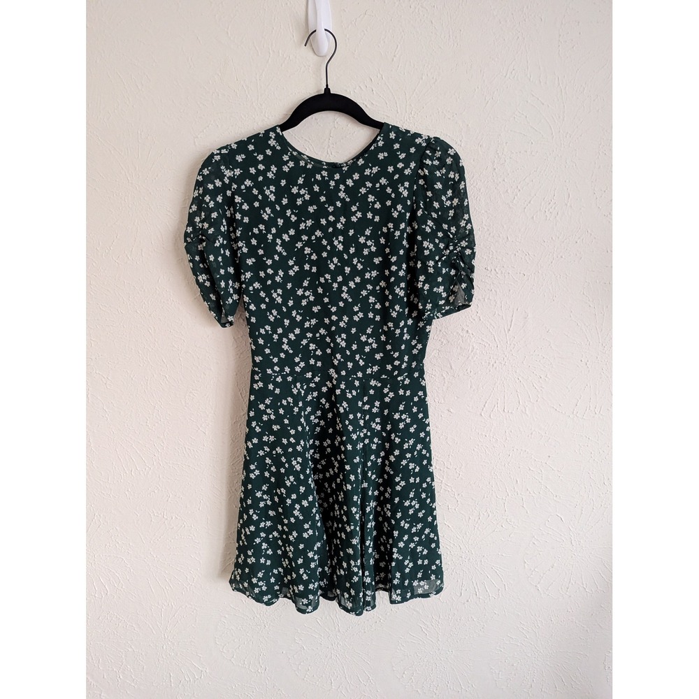 Reformation Gracie dress size 4 floral mini ruched sleeve cottagecore - Picture 3 of 7